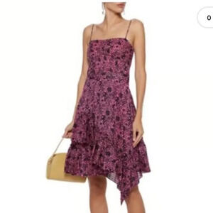 Derek Lam 10 Crosby RUFFLED FLORAL-PRINT COTTON-JACQUARD DRESS Size 2 EUC